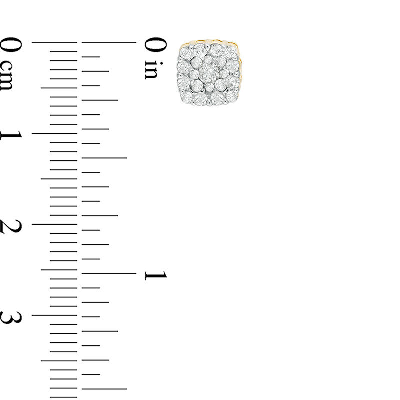 Main Image 3 of 1/2 CT. T.W. Diamond Square Frame Stud Earrings in 10K Gold