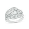 Thumbnail Image 1 of 1 CT. T.W. Baguette and Round Diamond Multi-Row Bypass Ring in Sterling Silver