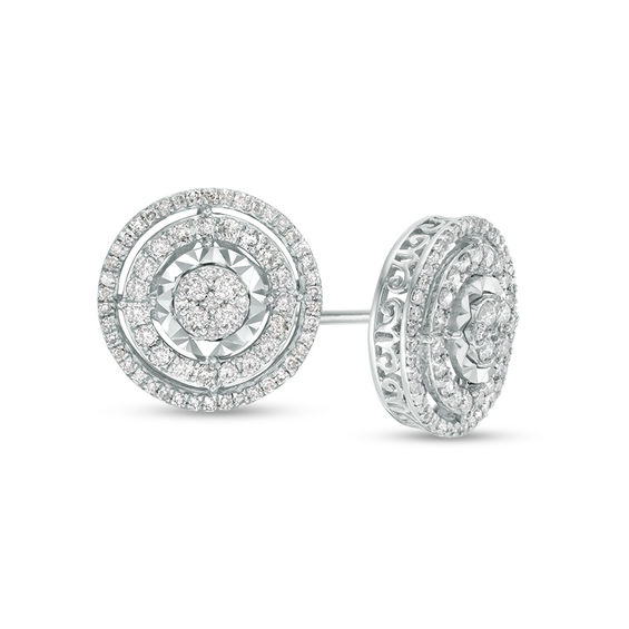 1/2 CT. T.W. Composite Diamond Double Frame Stud Earrings in 10K White Gold 1/2 CT. T.W. Composite Diamond Double Frame Stud Earrings in 10K White Gold