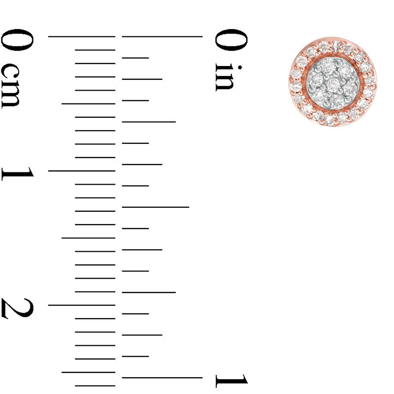 Main Image 3 of 1/4 CT. T.W. Composite Diamond Frame Stud Earrings in 10K Rose Gold