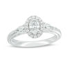 Thumbnail Image 1 of Vera Wang Love Collection 1 CT. T.W. Oval Diamond Three Stone Frame Engagement Ring in 14K White Gold