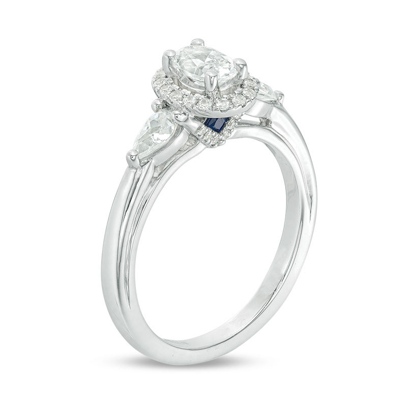 Main Image 2 of Vera Wang Love Collection 1 CT. T.W. Oval Diamond Three Stone Frame Engagement Ring in 14K White Gold