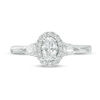 Thumbnail Image 4 of Vera Wang Love Collection 1 CT. T.W. Oval Diamond Three Stone Frame Engagement Ring in 14K White Gold