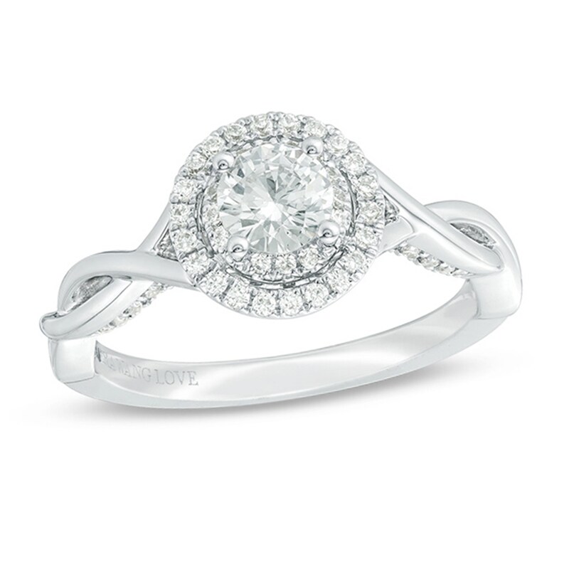Main Image 1 of Vera Wang Love Collection 3/4 CT. T.W. Diamond Double Frame Twist Engagement Ring in 14K White Gold