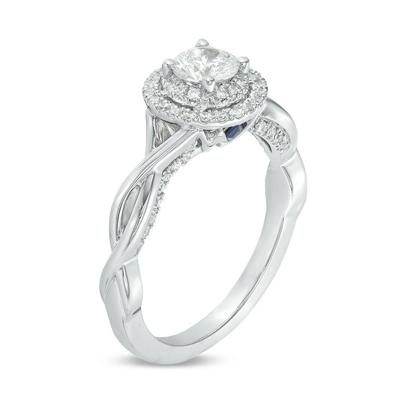 Vera Wang Love Collection 3/4 CT. T.W. Diamond Double Frame Twist Engagement Ring in 14K White Gold