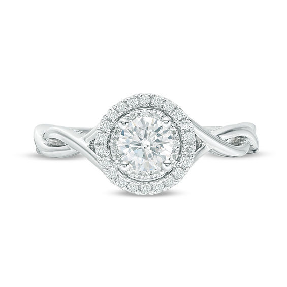 Vera Wang Love Collection 3/4 CT. T.w. Diamond Double Frame Twist Engagement Ring in 14K White Gold