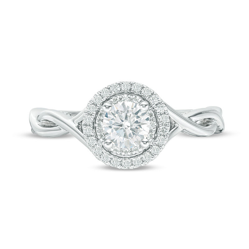 Main Image 4 of Vera Wang Love Collection 3/4 CT. T.W. Diamond Double Frame Twist Engagement Ring in 14K White Gold