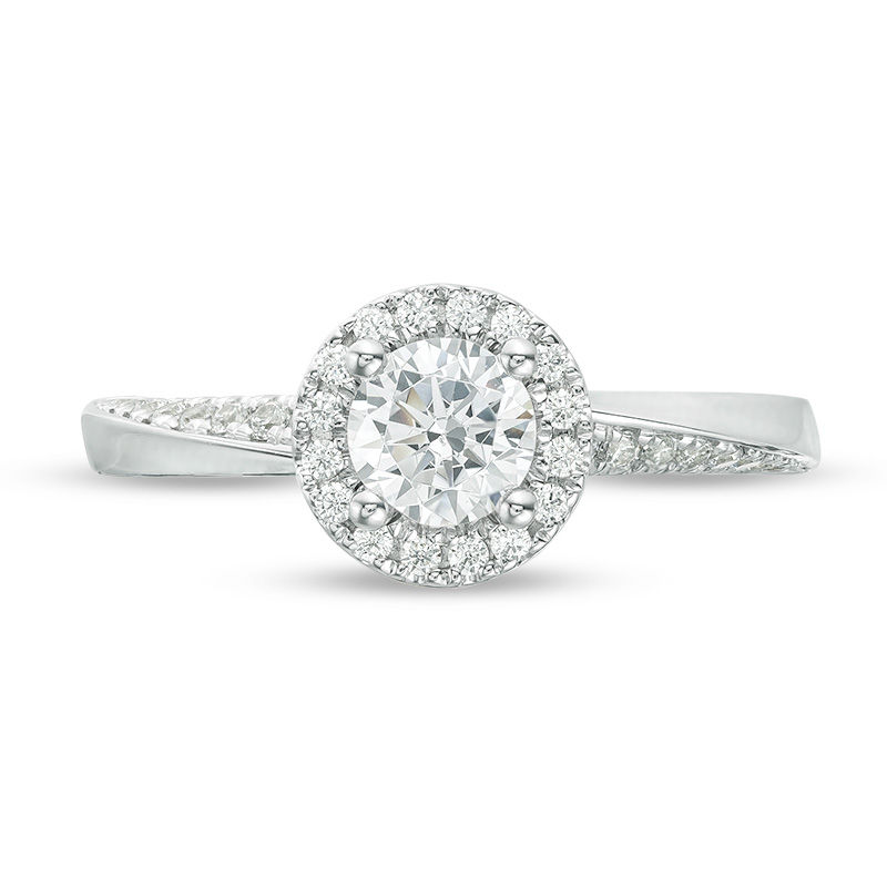 Vera Wang Love Collection 3/4 CT. T.W. Diamond Frame Twist Engagement Ring in 14K White Gold