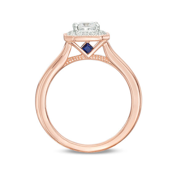 Vera Wang Love Collection 5/8 CT. T.w. Princess-Cut Diamond Frame Vintage-Style Engagement Ring in 14K Rose Gold