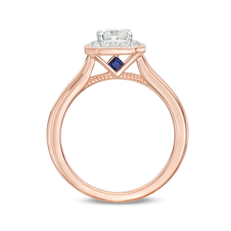 Vera Wang Love Collection 5/8 CT. T.W. Princess-Cut Diamond Frame Vintage-Style Engagement Ring in 14K Rose Gold