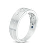 Thumbnail Image 2 of Vera Wang Love Collection Men’s 1/15 CT. Square Diamond Solitaire Center Groove Wedding Band in 14K White Gold