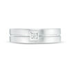 Thumbnail Image 2 of Vera Wang Love Collection Men’s 1/15 CT. Square Diamond Solitaire Center Groove Wedding Band in 14K White Gold