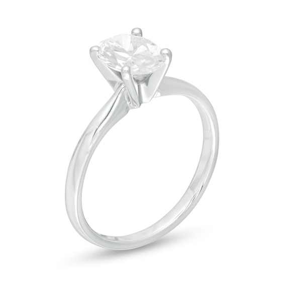 1-1/2 CT. T.w. Certified Oval Diamond Solitaire Engagement Ring in 14K White Gold (I/I2)