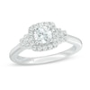 Thumbnail Image 1 of Vera Wang Love Collection 3/4 CT. T.W. Diamond Cushion Frame Collar Vintage-Style Engagement Ring in 14K White Gold