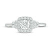 Vera Wang Love Collection 3/4 CT. T.W. Diamond Cushion Frame Collar Vintage-Style Engagement Ring in 14K White Gold