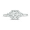Thumbnail Image 4 of Vera Wang Love Collection 3/4 CT. T.W. Diamond Cushion Frame Collar Vintage-Style Engagement Ring in 14K White Gold