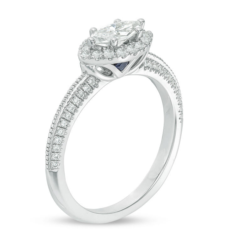 Vera Wang Love Collection 3/4 CT. T.W. Marquise Diamond Sideways Frame Vintage-Style Engagement Ring in 14K White Gold
