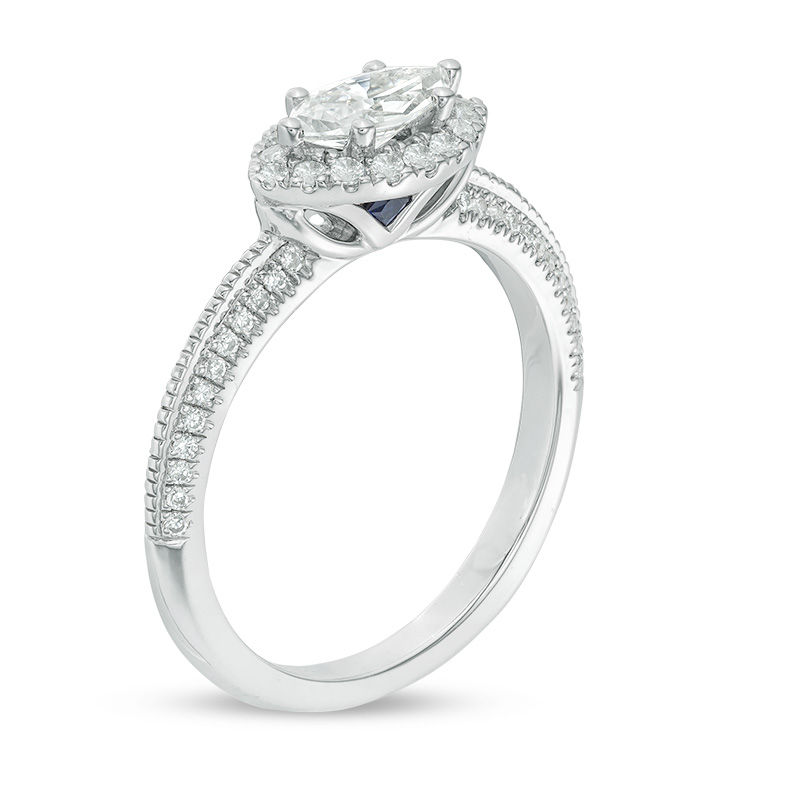 Main Image 2 of Vera Wang Love Collection 3/4 CT. T.W. Marquise Diamond Sideways Frame Vintage-Style Engagement Ring in 14K White Gold
