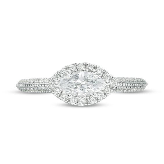 Vera Wang Love Collection 3/4 CT. T.w. Marquise Diamond Sideways Frame Vintage-Style Engagement Ring in 14K White Gold