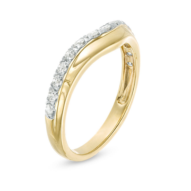 Main Image 3 of 1/2 CT. T.W. Diamond Contour Wedding Band in 14K Gold