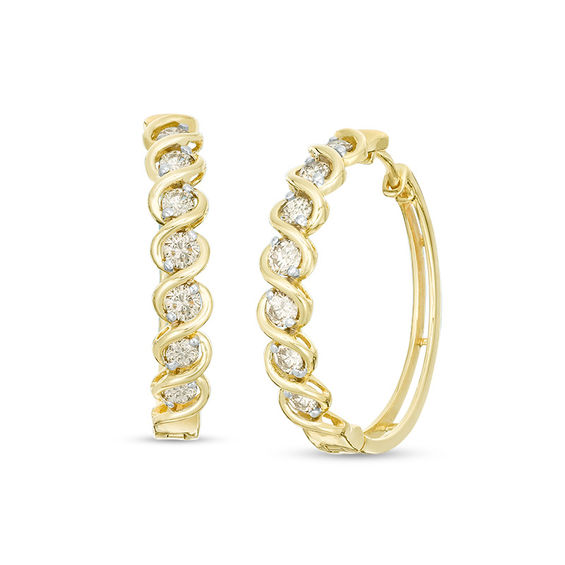 1 CT. T.w. Diamond Twist Hoop Earrings in 10K Gold