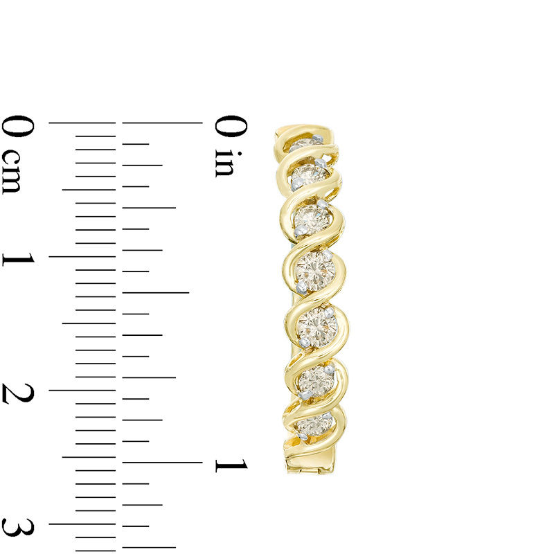 Main Image 2 of 1 CT. T.W. Diamond Twist Hoop Earrings in 10K Gold