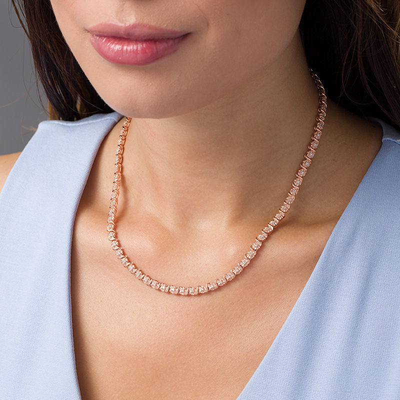 99.12 Carat 14 Karat Rose Gold and Diamond Tennis Necklace at 1stDibs | rose  gold tennis necklace, rose gold diamond tennis necklace, rose gold tennis  chain