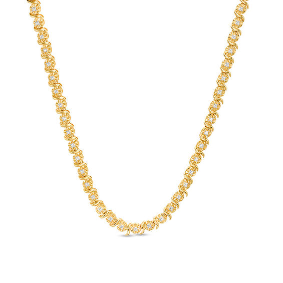 1/2 CT. T.W. Diamond "S" Curve Tennis Necklace in Sterling Silver with Yellow Rhodium - 17" 1/2 CT. T.W. Diamond "S" Curve Tennis Necklace in Sterling Silver with Yellow Rhodium - 17"