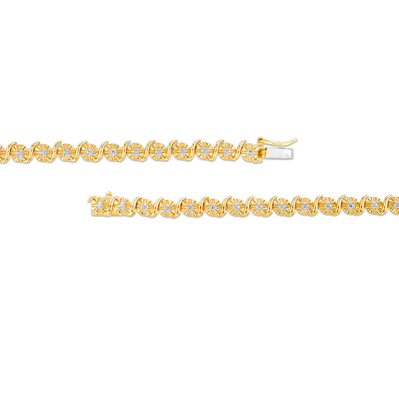 1/2 CT. T.W. Diamond "S" Curve Tennis Necklace in Sterling Silver with Yellow Rhodium - 17"