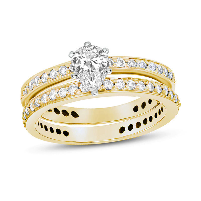 1 CT. T.W. Pear-Shaped Diamond Bridal Set in 14K Gold (J/SI2)