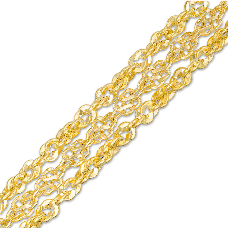 Main Image 1 of Made in Italy Triple Strand Chain Bracelet in 14K Gold - 7.5"
