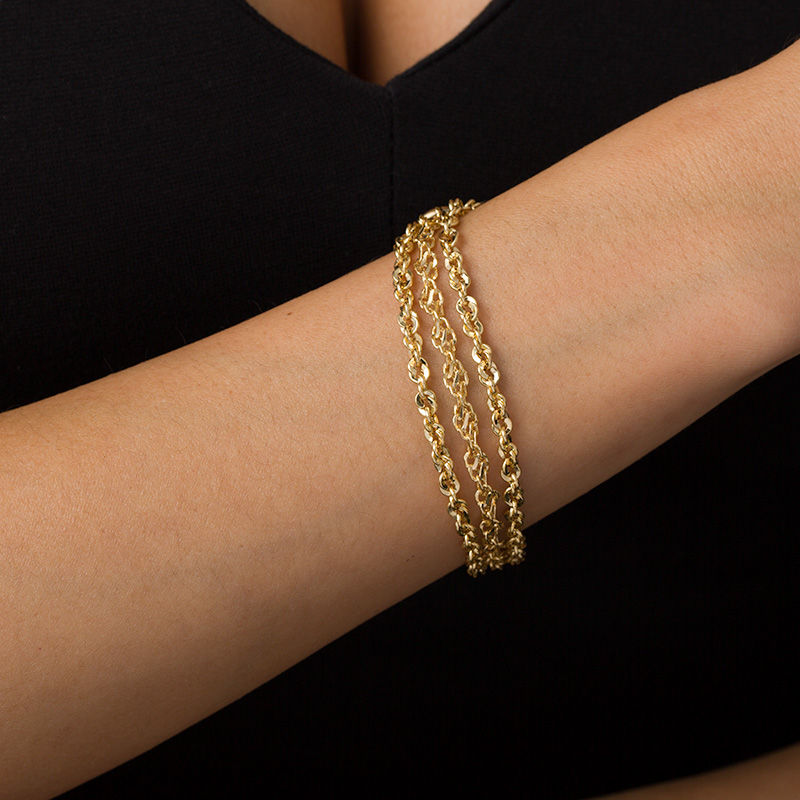 Main Image 2 of Made in Italy Triple Strand Chain Bracelet in 14K Gold - 7.5"