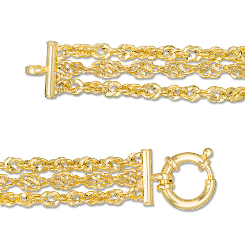 Main Image 3 of Made in Italy Triple Strand Chain Bracelet in 14K Gold - 7.5"