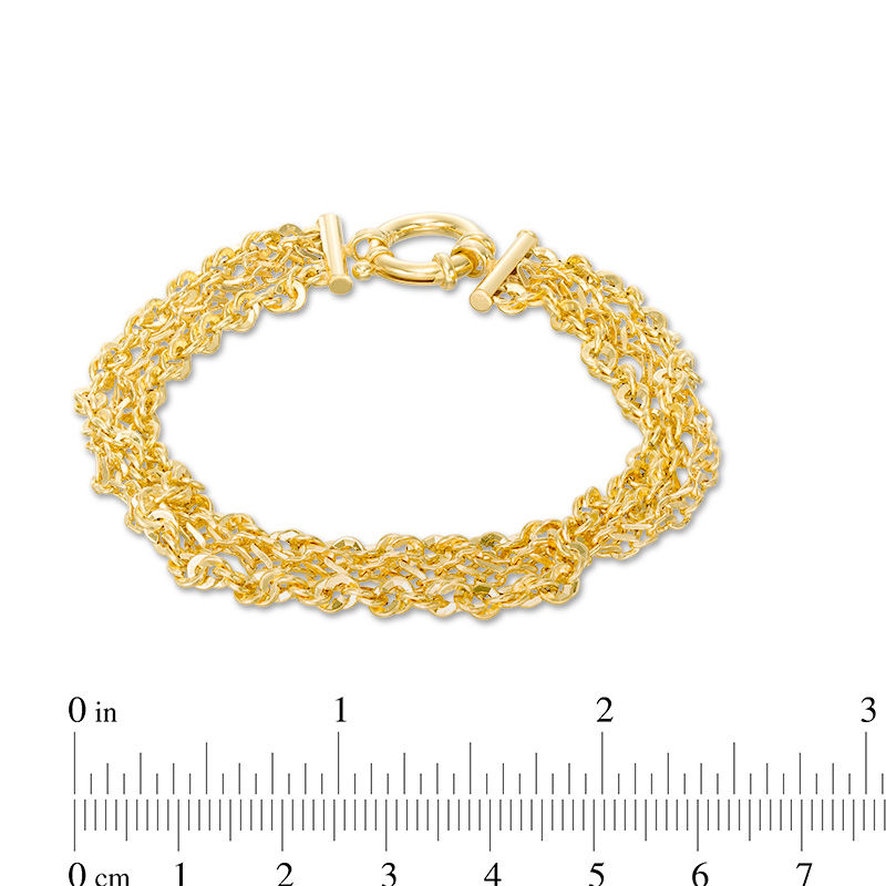 Main Image 4 of Made in Italy Triple Strand Chain Bracelet in 14K Gold - 7.5"