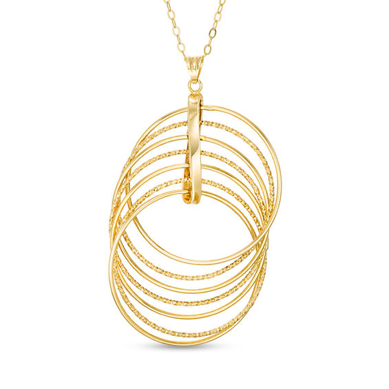 Made in Italy Diamond-Cut and Polished Circles Pendant in 14K Gold - 30"