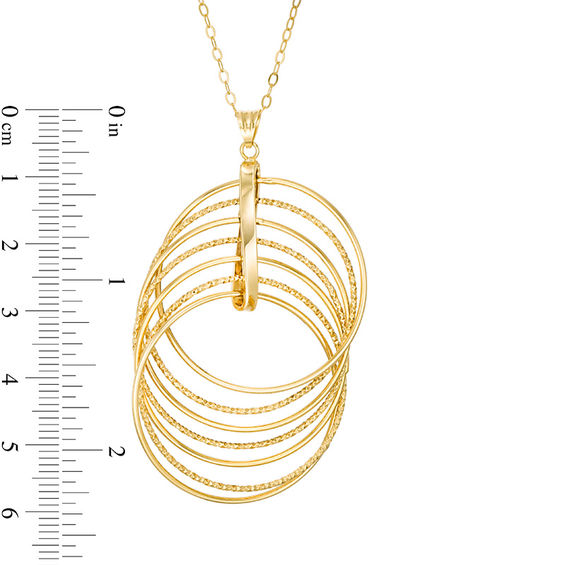 Made in Italy Diamond-Cut and Polished Circles Pendant in 14K Gold - 30"