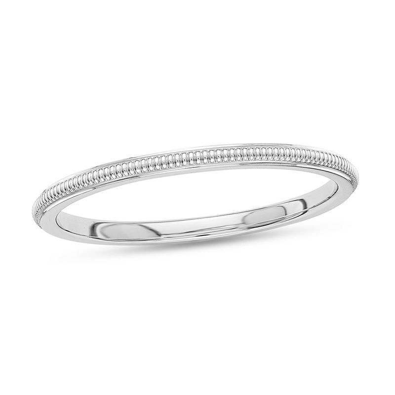 Ladies' 1.5mm Vintage-Style Wedding Band in 14K White Gold