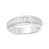 Thumbnail Image 1 of 1/20 CT. T.W. Diamond Solitaire Satin Wedding Band in 10K White Gold