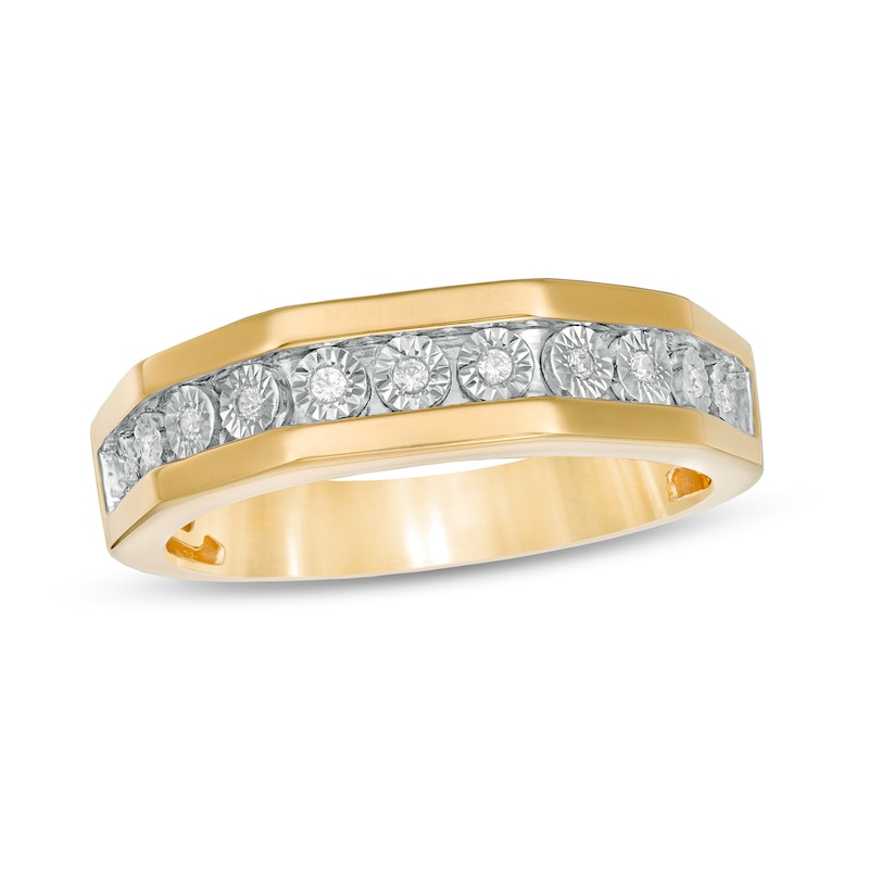 Men's 1/10 CT. T.W. Diamond Wedding Band in 10K Gold