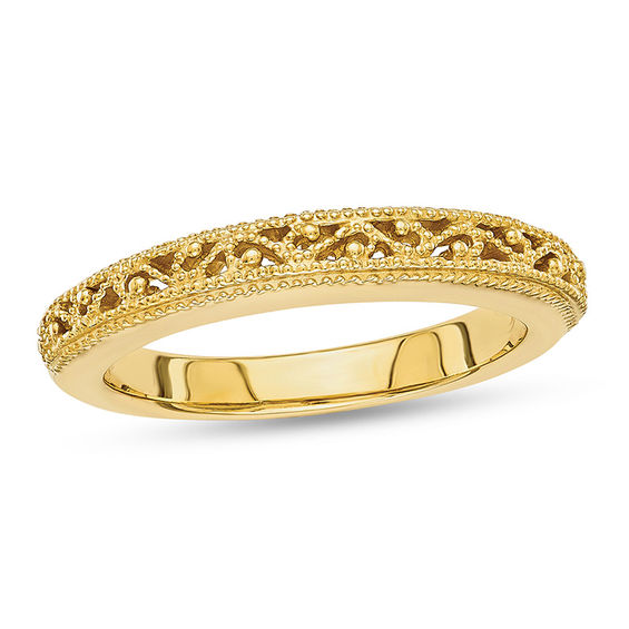 3.0mm Filigree Vintage-Style Wedding Band in 14K Gold