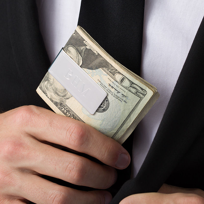 Men's Engravable Striped Money Clip in Sterling Silver (3 Initials) Zales