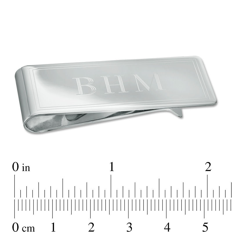 Men's Engravable Striped Money Clip in Sterling Silver (3 Initials)