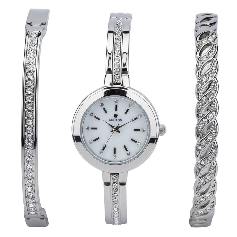 Main Image 1 of Ladies' Croton Crystal Accent Watch and Bracelet Boxed Set (Model: CN207596SSMP)