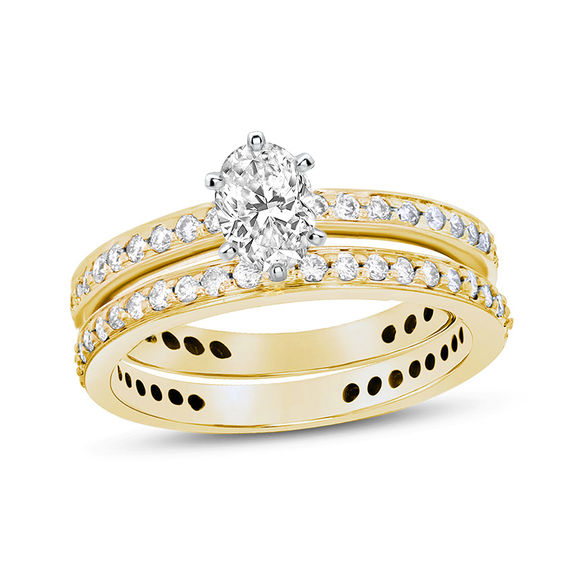 1 CT. T.W. Oval Diamond Bridal Set in 14K Gold (J/SI2) | Zales