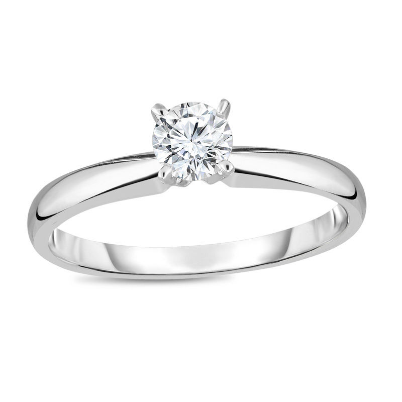 1/3 CT. Certified Diamond Solitaire Engagement Ring in 14K White Gold (I/SI2)