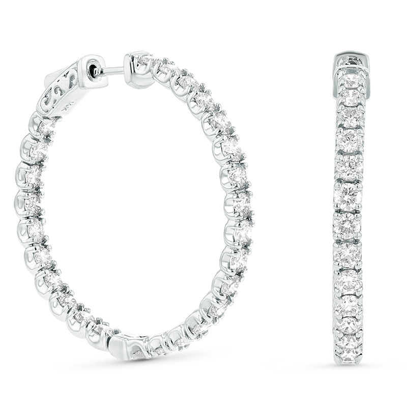 5 CT. T.W. Diamond Inside-Out Hoop Earrings in 14K White Gold (I/SI2)