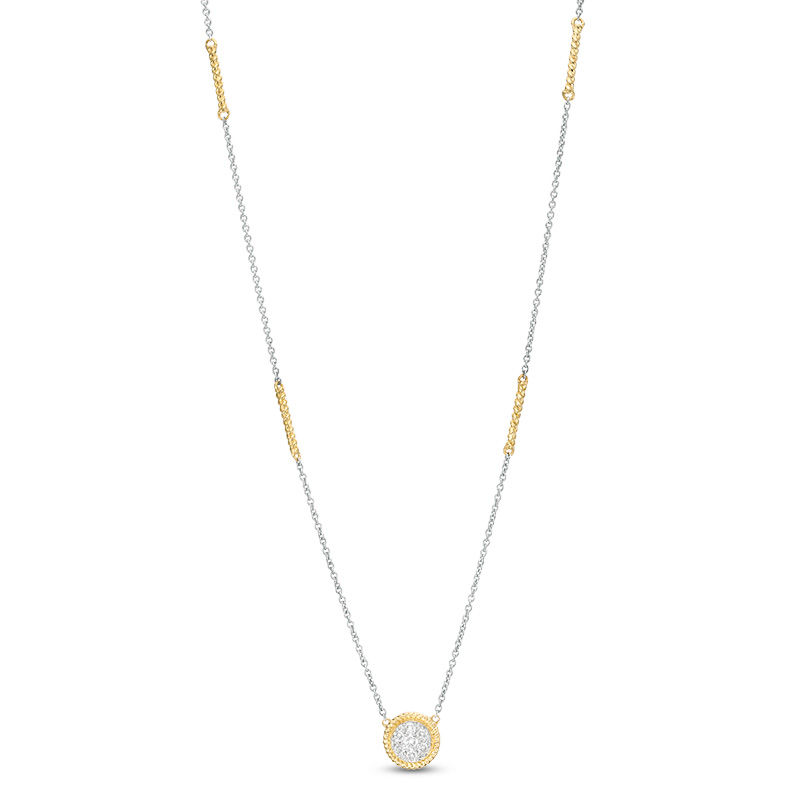 Main Image 1 of 1/5 CT. T.W. Composite Diamond Bar Station Necklace in 10K Two-Tone Gold