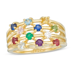 Mother's Birthstone Multi-Row Orbit Ring (7-14 Stones)