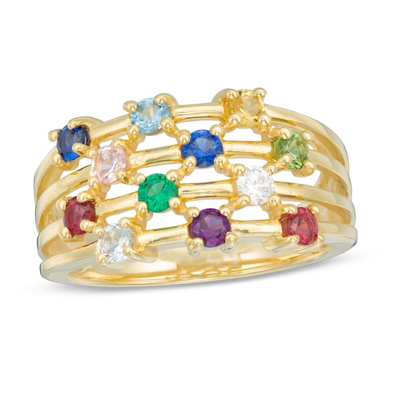 Mother's Birthstone Multi-Row Orbit Ring (7-14 Stones)