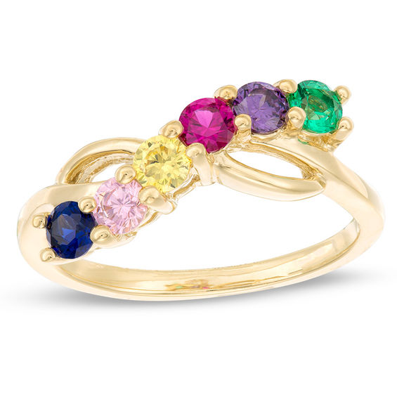 Mother s Birthstone Bypass Ring 3 7 Stones Zales